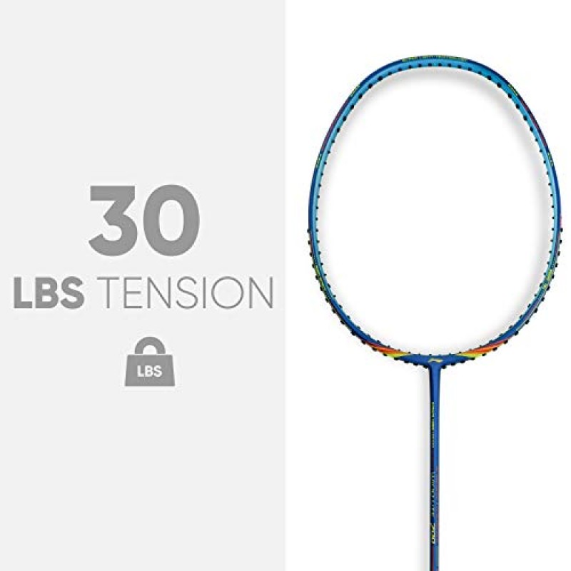 Li-Ning Wind Lite 700 탄소 섬유 언스트렁 배드민턴 라켓, 무료 풀 커버, 네이비/레드, s1