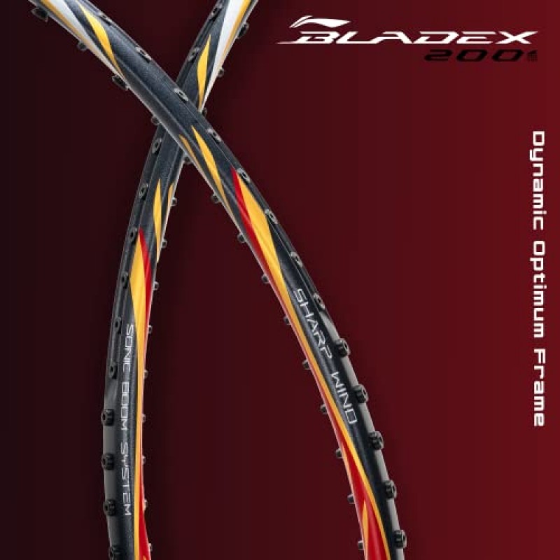 Li-Ning BladeX 200R 탄소 섬유 배드민턴 라켓(차콜/레드), 무료 풀 커버 포함