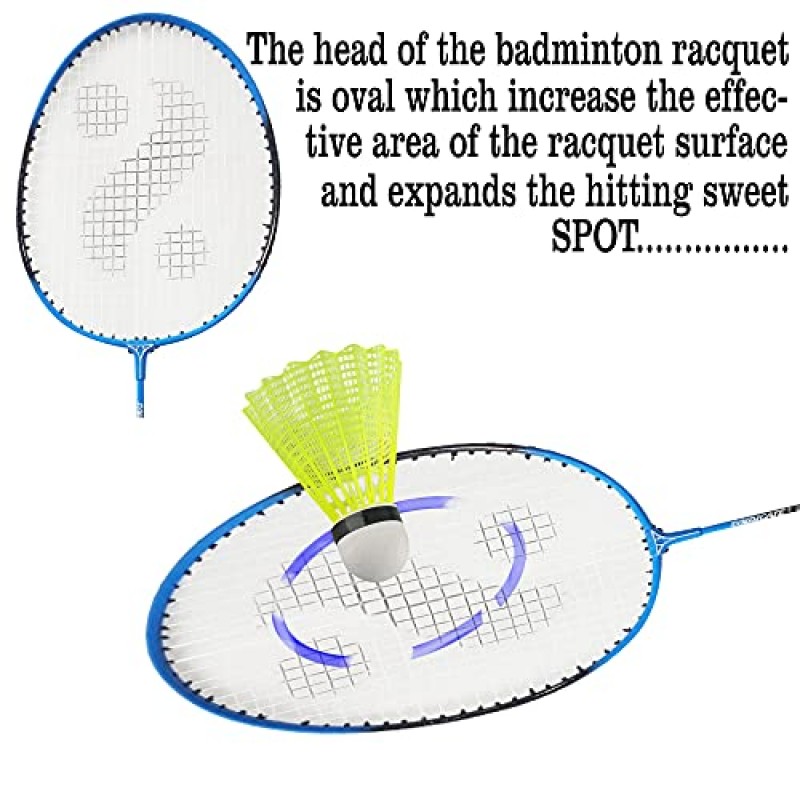 Synco 알루미늄 배드민턴 라켓, 2개 세트, 셔틀 2개, 풀 커버 포함