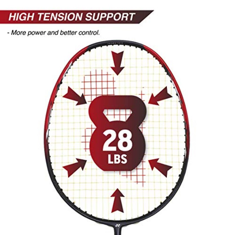 요넥스 NANOFLARE 700 언스트렁 그래파이트 배드민턴 라켓, 그립 사이즈 G5(레드)