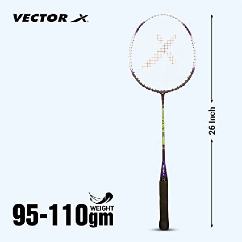 Vector X VXB-70 알루미늄 헤드 스틸 샤프트 경량 배드민턴 라켓