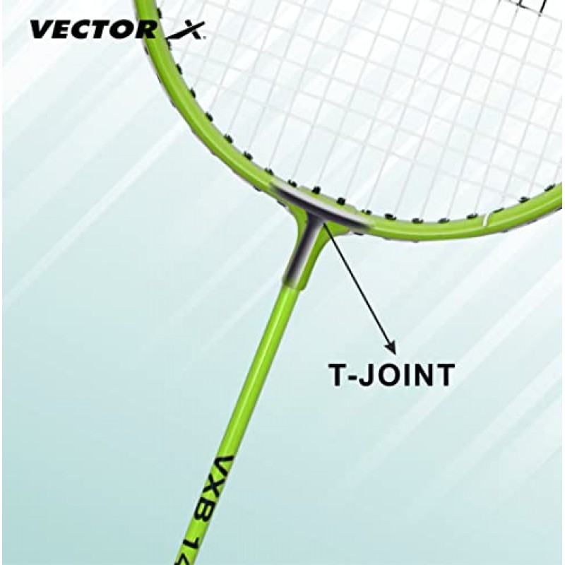 Vector X VXB-140 풀 커버 세트가 포함된 나일론 셔틀 3개로 구성된 알루미늄 배드민턴 라켓 팩