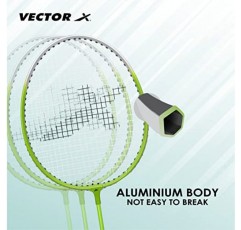 Vector X VXB-140 풀 커버 세트가 포함된 나일론 셔틀 3개로 구성된 알루미늄 배드민턴 라켓 팩