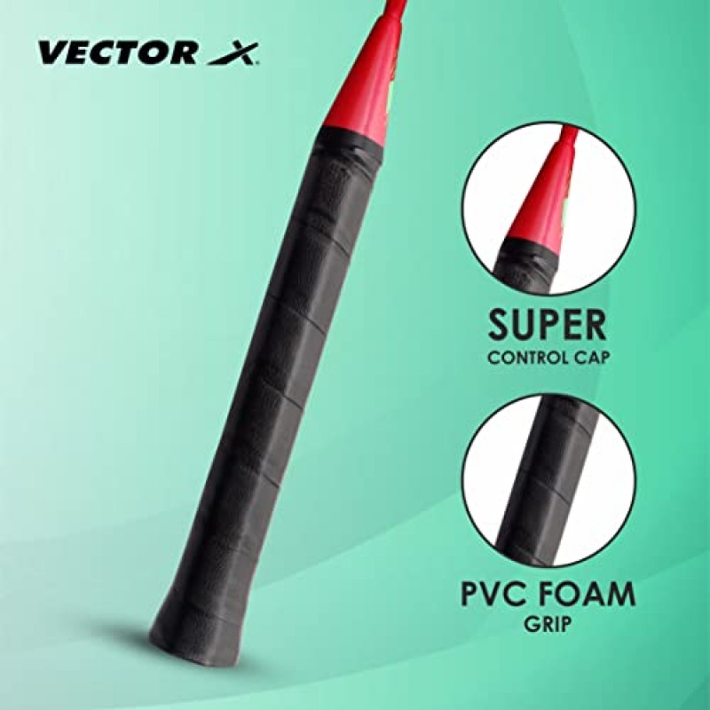 Vector X VXB-320 경량 전문 배드민턴 라켓, 일체형 알루미늄 복합재, 풀 커버 포함