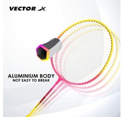 Vector X VXB-580 풀 커버 세트가 포함된 나일론 셔틀 3개로 구성된 알루미늄 배드민턴 라켓 팩