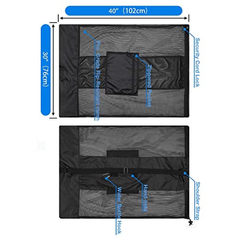 초대형 볼 가방, 메쉬 축구 공 가방, 조절 가능한 어깨 및 휴대용 스트랩 디자인 코치, 성인 및 어린이에 적합, 축구 공, 농구, 배구, 야구, 수상 스포츠, 비치 천에 적합