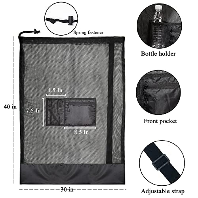 Rudmox 초대형 메쉬 볼 가방, 졸라 매는 끈 가방 농구, 배구, 야구, 수영 장비를 들고 스포츠 축구 공 가방