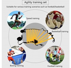 YCRRVAE 축구 훈련 장비 | 민첩성 사다리 1개, 강철 더미 4개, 디스크 콘 12개, 저항 우산 1개를 포함한 속도 민첩성 훈련 세트.| 축구 및 농구를 포함한 운동선수/스포츠용