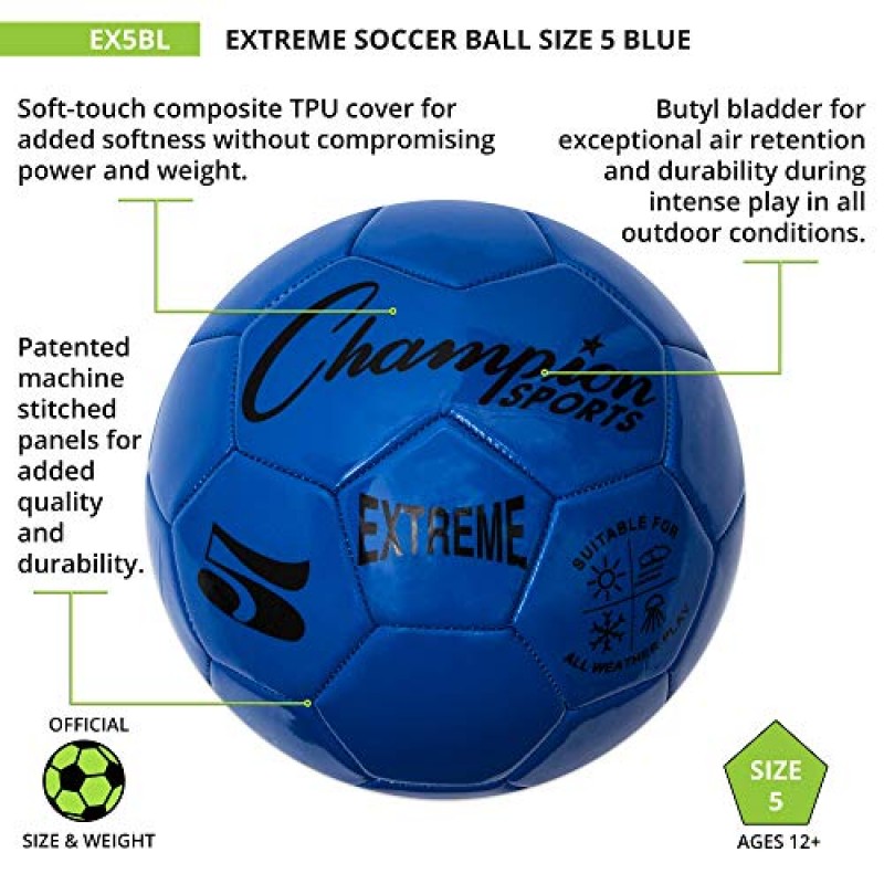 챔피언 스포츠 익스트림 시리즈 복합 축구공: 다양한 색상의 크기 3, 4, 5