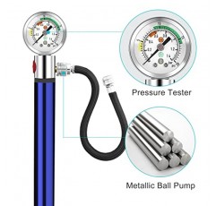 압력 게이지가 있는 WEEFEESTAR 볼 펌프, 농구, 축구, 배구 및 기타 풍선 공용 10개 바늘 및 압력 해제 밸브가 있는 휴대용 스포츠 공기 펌프