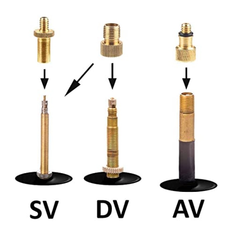 HWYDTGS 16PCS 프리미엄 황동 밸브 어댑터, 자전거 타이어 밸브 어댑터, 볼 펌프 바늘, 팽창 장치로서의 어댑터 키트 및 표준 펌프 또는 공기 압축기에 적합한 액세서리
