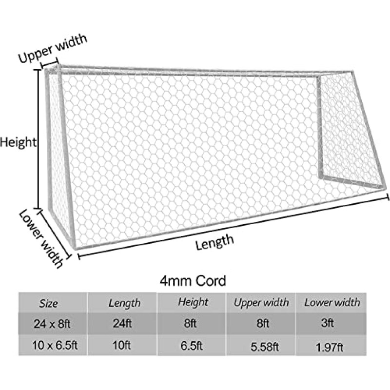 Aoneky 폴리에스테르 축구 골 네트 - 4mm 코드 - 교체용 풀 사이즈 축구 포스트 네트 - 견고한 축구 그물 - 포스트는 포함되지 않음