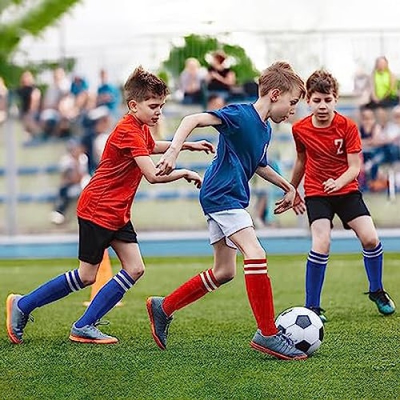 6 쌍 축구 양말 신축성 압축 무릎 높은 튜브 양말 성인 청소년을위한 축구 배구 운동 양말