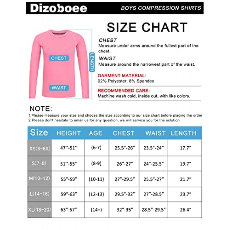 Dizoboee 청소년 소년 압축 셔츠 긴 소매 어린이 축구 언더 셔츠 수분 흡수 야구 셔츠 스포츠 Baselayer