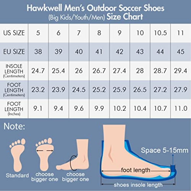 Hawkwell 남성용 빅 키즈 청소년 야외 펌 그라운드 축구 스파이크화