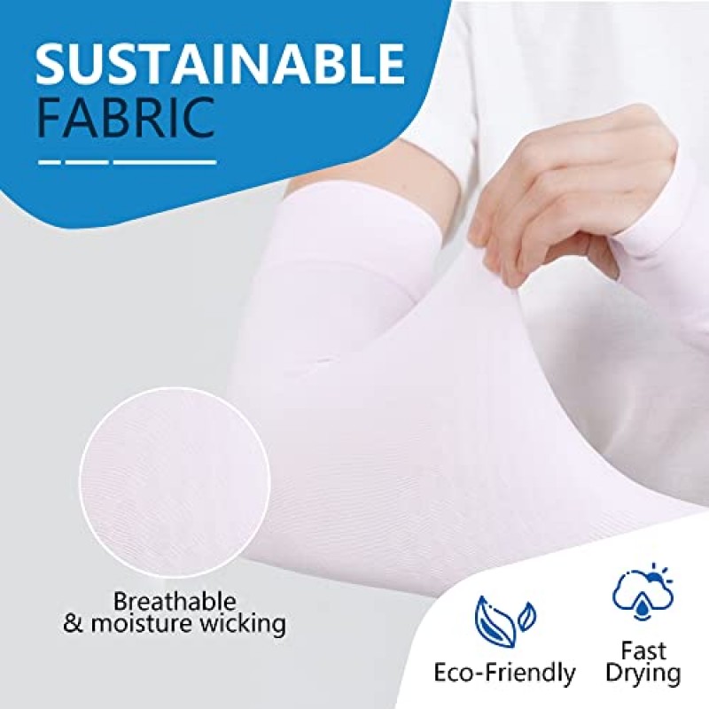 ProtectX Cooling UV 보호 팔 슬리브(남성 및 여성용) - 통기성, 수분 흡수, 압축