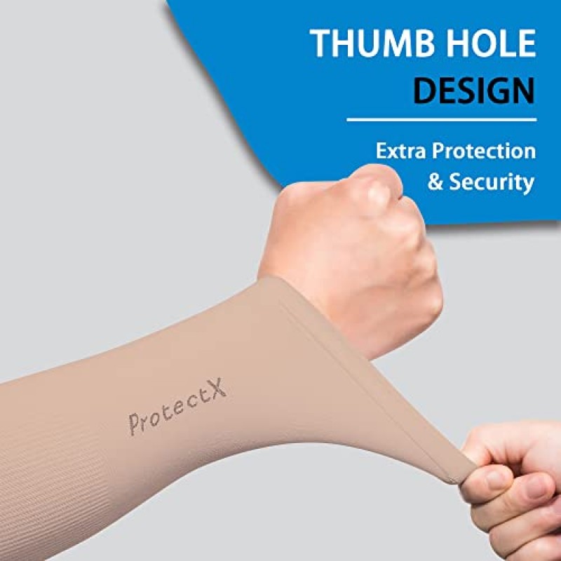 ProtectX Cooling UV 보호 팔 슬리브(남성 및 여성용) - 통기성, 수분 흡수, 압축