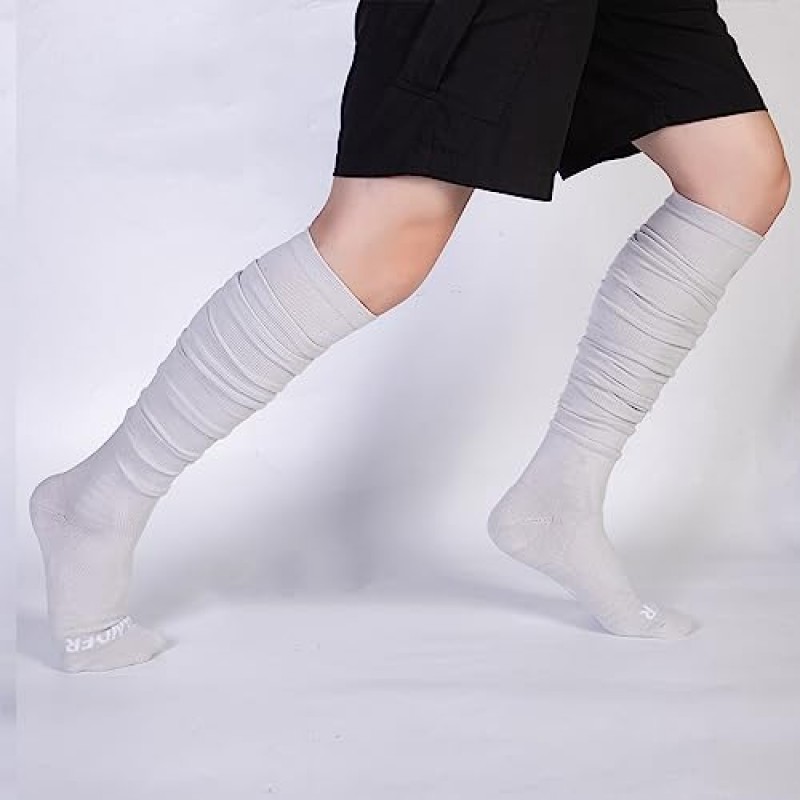 WANDER Scrunch 축구 양말 2 팩 남성용 및 남아용 여분의 긴 패딩 운동 스포츠 양말 6-9/10-13
