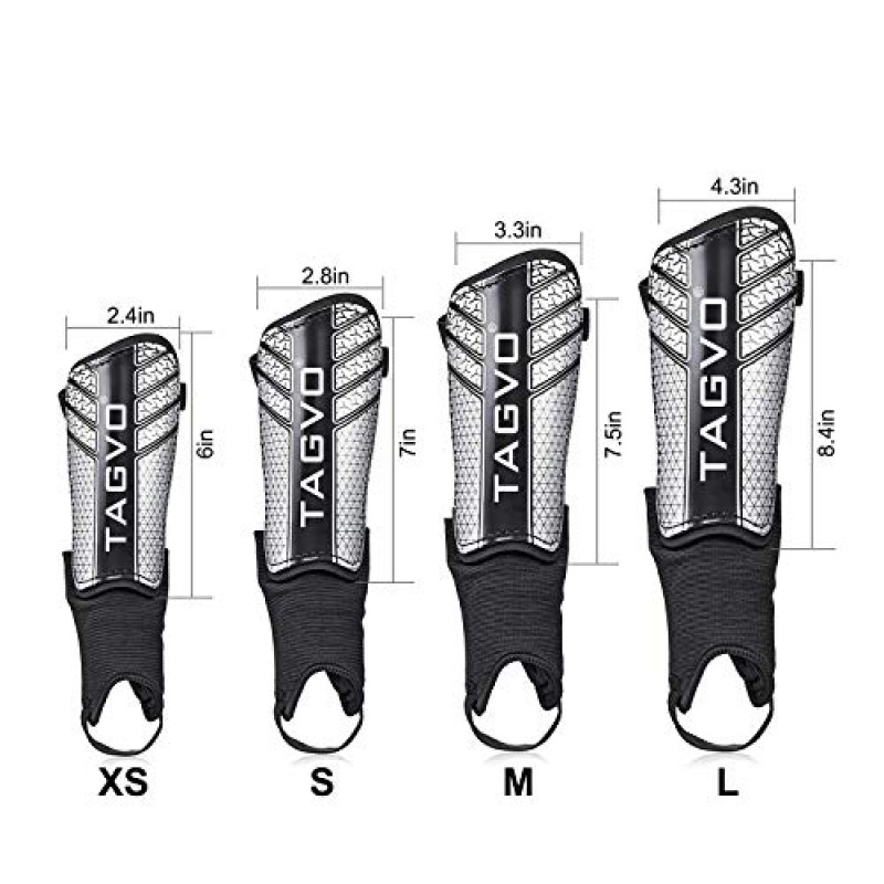 TAGVO 축구 정강이 보호대(어린이 청소년 - 소년 소녀용 보호용 축구 장비) - 성인 남성 여성 축구 정강이 가드 - 축구 정강이 패드(3-16세 소녀 소년, 내충격성)