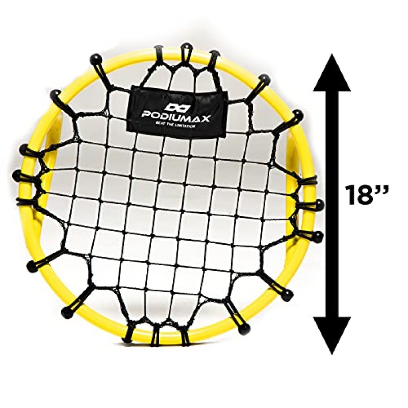 PodiuMax 휴대용 축구 리바운더, 바운스 백 훈련, 가볍고 견고함, 골키퍼 훈련, 퍼스트 터치, 발리 및 패스 연습용, 휴대용 가방 포함 휴대용