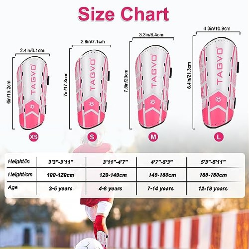 청소년 어린이를 위한 TAGVO 축구 신 가드, 소년 소녀 청소년을 위한 보호 축구 장비, 조절 가능한 스트랩이 있는 축구 신 패드