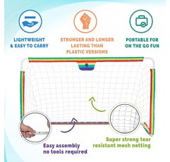 어린이, 소년 및 소녀를 위한 Morvat 축구 골 네트 세트, 어린이 및 유아를 위한 경량 뒷마당 훈련 선물 - 실내 및 실외, 골 네트, 공, 휴대용 가방, 여러 팩 및 색상 옵션 포함