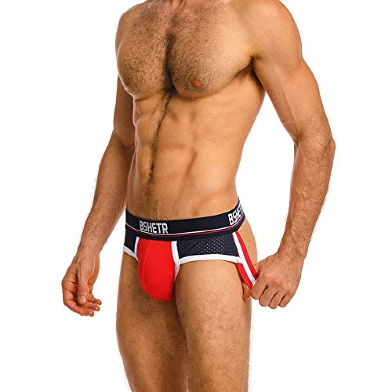 BSHETR 남성용 Jockstraps 운동 서포터 5팩 울트라 소프트 데일리 스포츠 속옷
