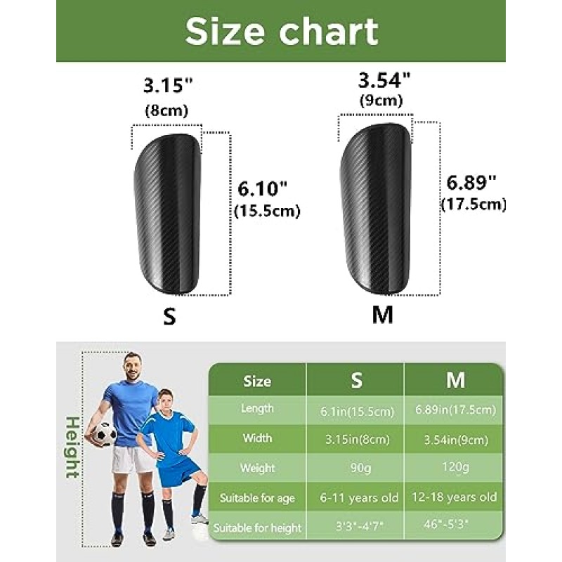슬리브가 있는 Yegfit 탄소 섬유 축구 신 가드, 성인, 어린이, 충격 저항, 공기 투과성을 위한 강력하고 가벼운 청소년 축구 신 가드, 효과적인 보호에 적합