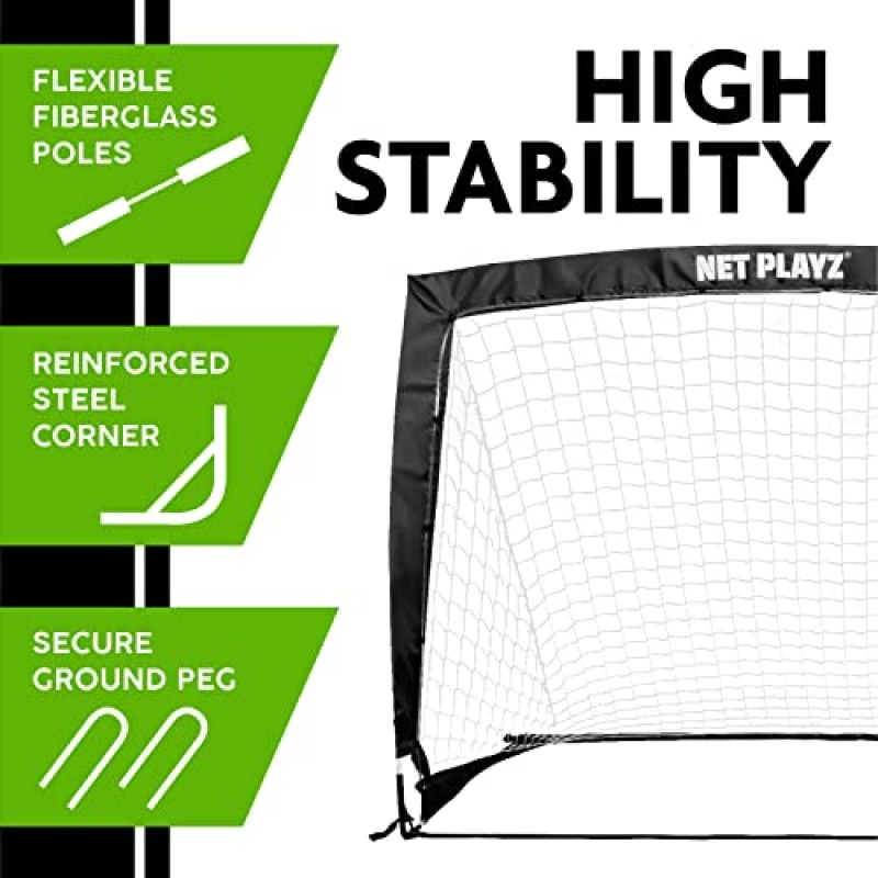 NetPlayz 축구 목표(밝은 빛, 어둠 속에서 빛나는) 어린이 팝업 축구 네트 축구 목표, 휴대용, 검정색, 4 x 3 Ft,NOS34140