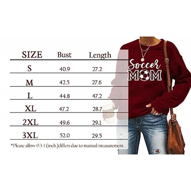 Sunidol Womens Soccer Mom 운동복 Crewneck 긴 소매 캐주얼 루즈 풀오버 축구 그래픽 스웨터