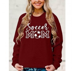 Sunidol Womens Soccer Mom 운동복 Crewneck 긴 소매 캐주얼 루즈 풀오버 축구 그래픽 스웨터