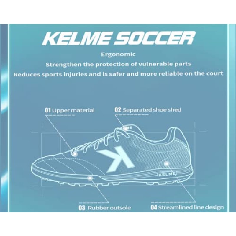 KELME 남자 TF 잔디 축구화 운동 미끄럼 방지 쿠션 운동화 실내 스포츠 통기성 전문 훈련 신발