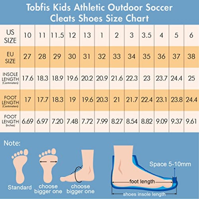 토브피스 키즈 애슬레틱 아웃도어 펌 그라운드 축구 클리트 슈즈(유아/어린 아이/큰 아이)