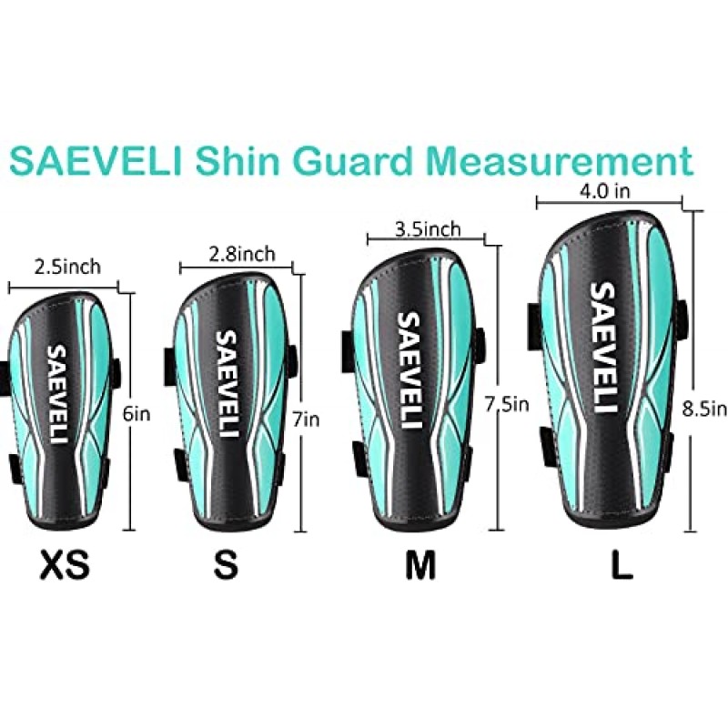 유아 어린이 청소년을 위한 Saeveli 축구 신 가드 - 2-14세 소년 및 소녀 어린이를 위한 조절 가능한 스트랩이 있는 가볍고 내구성이 뛰어난 신 패드