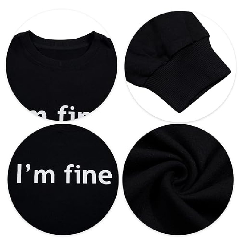 여성용 오버사이즈 스웨트셔츠 Its Fine Im Fine Everything is Fine 스웨트셔츠 캐주얼 크루넥 긴 소매 풀오버 탑