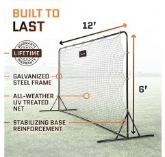 축구 리바운더 네트 6x12 피트 연습 축구 훈련 장비 | 휴대용, 간편한 조립, 강철 프레임 | 뒷마당 발리, 솔로 트레이닝, 킥백, 패스, 피치백 연습에 적합합니다.