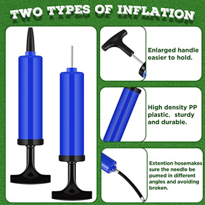 Fumete 100 세트 공기 펌프 볼 펌프에는 바늘 노즐 연장 호스가 포함됩니다. 휴대용 핸드 볼 펌프 인플레이션 장치 및 스포츠 볼 액세서리 배구 농구 축구 럭비 수영 반지