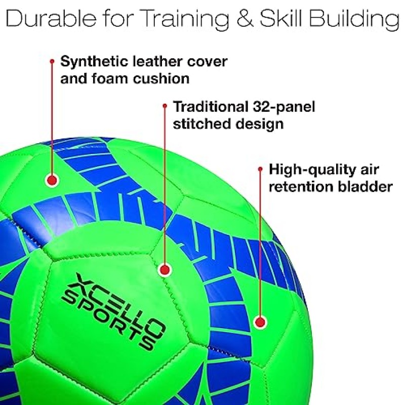 펌프가 포함된 다양한 색상의 Xcello 스포츠 축구공