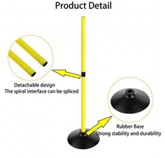 ASENVER 축구 민첩성 폴 세트 분리형 스포츠 훈련 속도 폴 슬라럼 폴 고무베이스 스포츠 Traning 장비