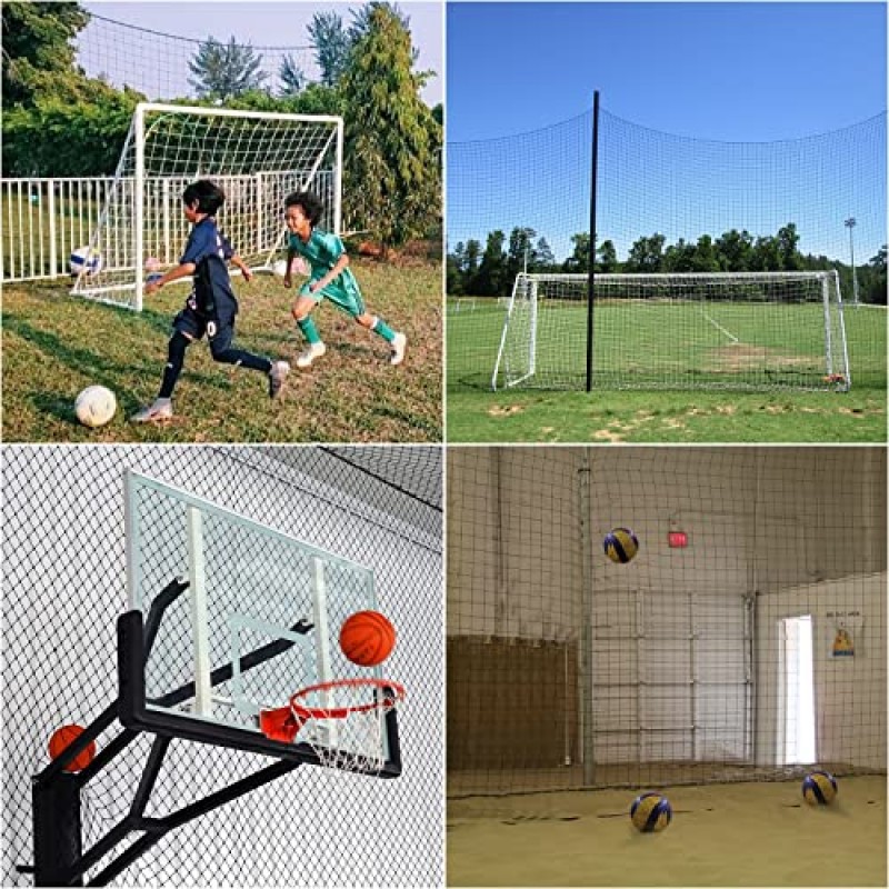 Wiseek 축구 백스톱 네트, 고 영향도 축구 배리어 네트, 나일론 축구 연습 스포츠 그물 10x20ft/10x30ft/10x40ft (설치 로프 포함)