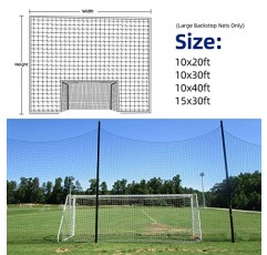 Wiseek 축구 백스톱 네트, 고 영향도 축구 배리어 네트, 나일론 축구 연습 스포츠 그물 10x20ft/10x30ft/10x40ft (설치 로프 포함)