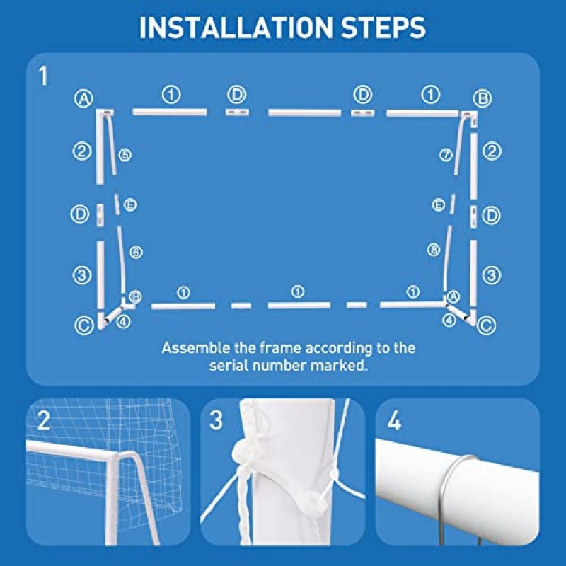 축구 목표 10FTx6.5FT/8FTx 5FT/ 6FTx4FT(네트 2개 포함) | 비바람에 견디는 UPVC 프레임, 그라운드 스테이크를 갖춘 뒷마당을 위한 Caprihom 축구 목표 | 어린이와 성인을 위한 휴대용 PVC 표준 사이즈 축구 골 포스트
