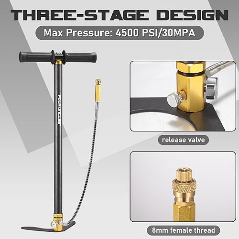 4명의 삼촌 PCP 공기 펌프 4500psi 고압 핸드 펌프 공기 소총 펌프