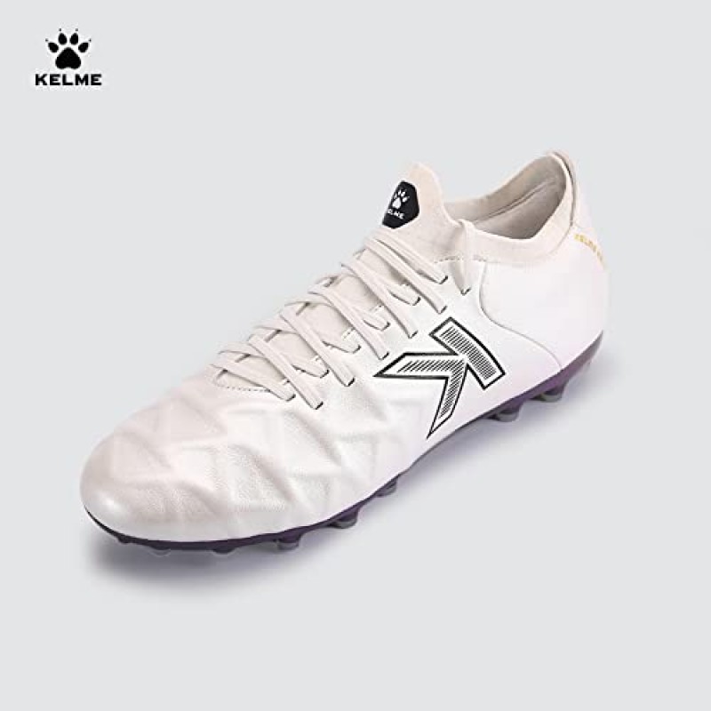 KELME Mens 축구 클리트 MG 신발 송아지 가죽 야외 인공 잔디 미끄럼 방지 쿠션 경쟁 훈련 스니커즈