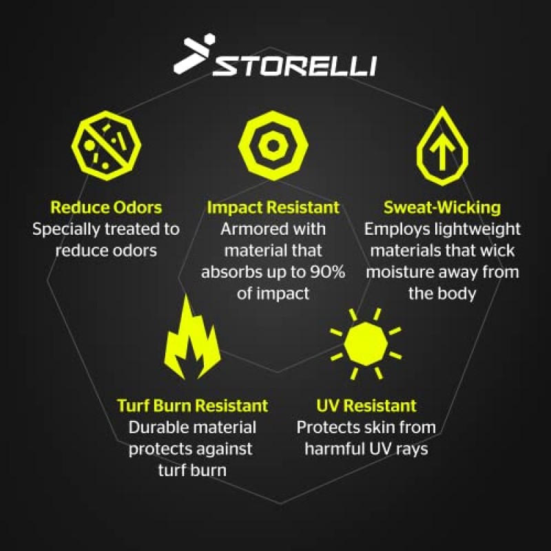 Storelli BodyShield 무릎 보호대, 고강도 보호, 땀 흡수, 자외선 방지 운동용 무릎 보호 패드(축구 및 고강도 스포츠용) - 소형