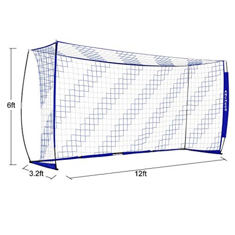 ANCHEER 청소년/성인을 위한 휴대용 축구 골 네트 - 뒷마당용 빠른 설치 축구 네트(12 x 6 ft)