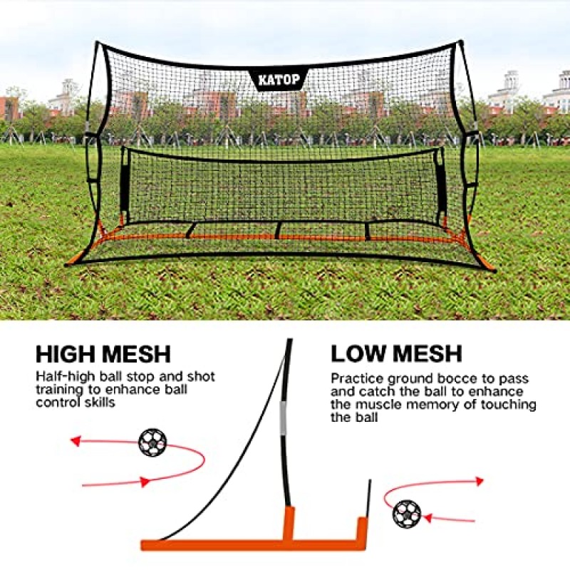 Katop 축구 리바운더 네트 휴대용, 튼튼한 전천후 금속 프레임이 포함된 2 in 1 축구 골네트, 7피트 x 4피트