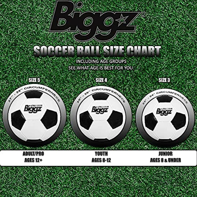 Biggz(핸드 펌프 사이즈 4가 포함된 프리미엄 클래식 축구공 6개 팩