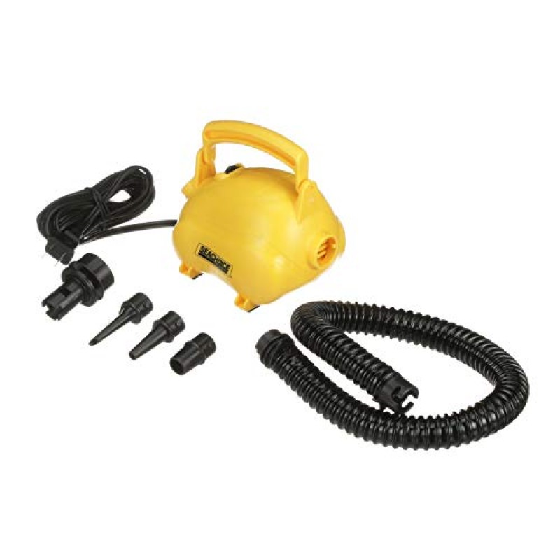Seachoice 120V 전기 공기 펌프, 2피트 유연한 호스, 팽창 또는 수축, 노즐 부착물 4개 포함