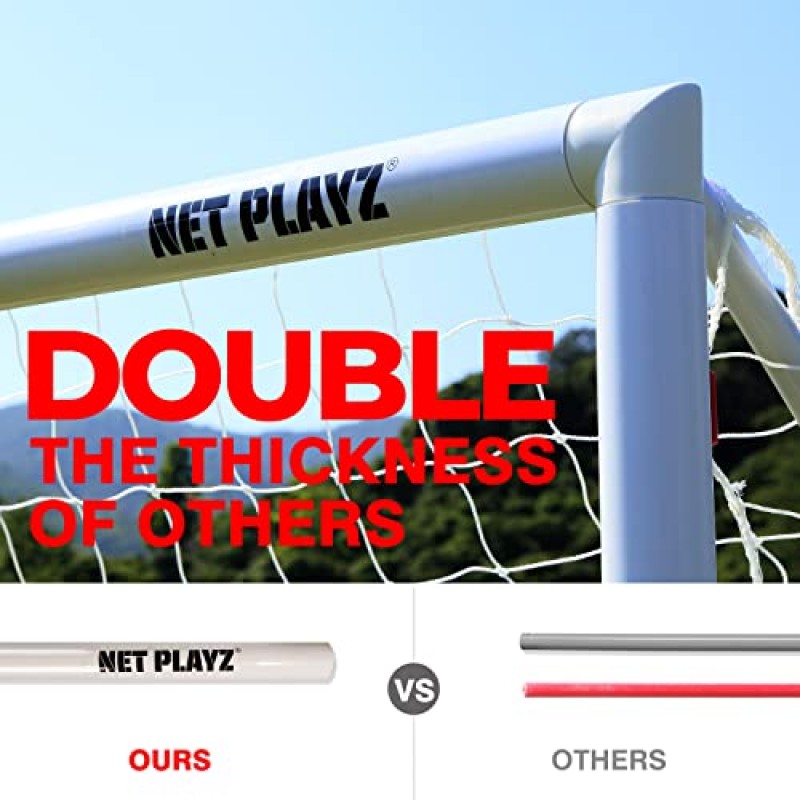 NET PLAYZ 뒷마당용 축구 목표, 어린이 축구 네트 고강도 빠른 설정 | 모든 연령층의 어린이 청소년 및 청소년을 위한 축구 축구 선물(비바람에 견디는), 흰색